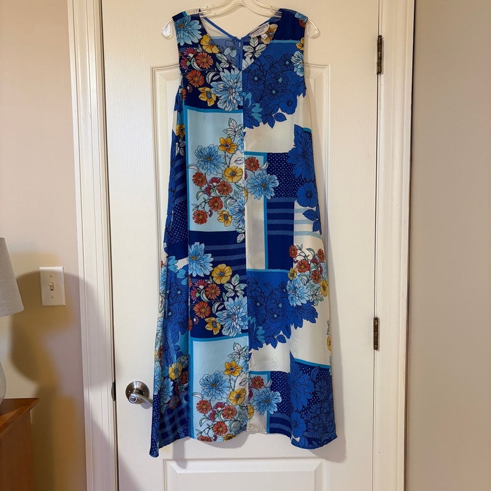 Johnny Was Blue Floral Maxi Dress